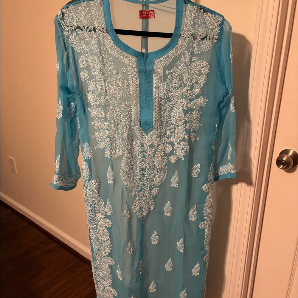 Blue Embroidered Kurta (Embroidered Dress)